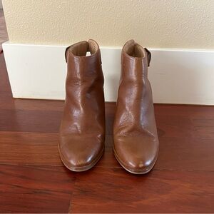Brown leather heeled booties
